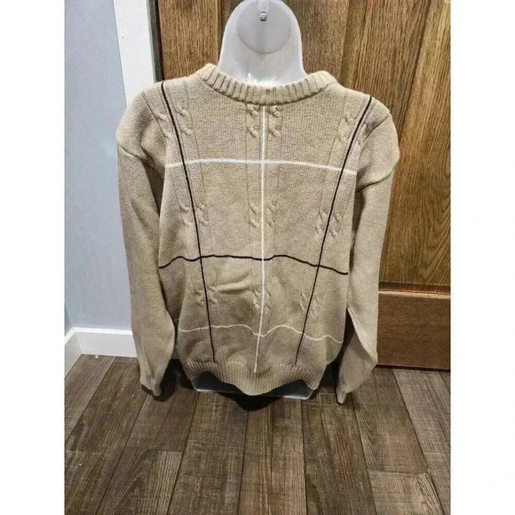 VTG Haggar Cotton Knit  Pullover Sweater Mens Size XL Beige Navy Blue White - Picture 1 of 7